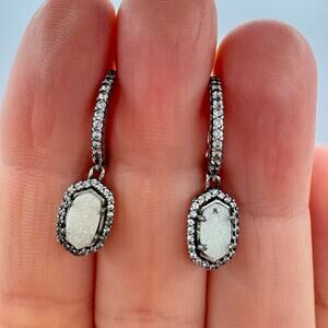 Kendra Scott Cale Iridescent Drusy Huggie Hoop Dangle Earrings Modern Designer